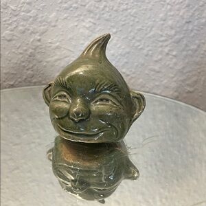 Green Ceramic Elf Head Sculpture